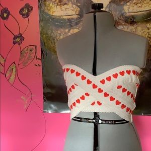 Heart patterned crop tube top